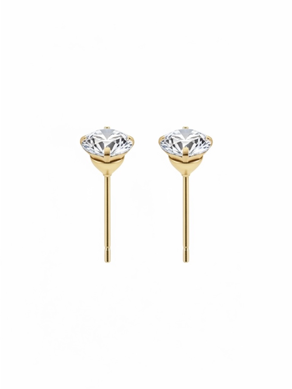 Gold Tone Clear Stone Stud Earrings Invisible Setting